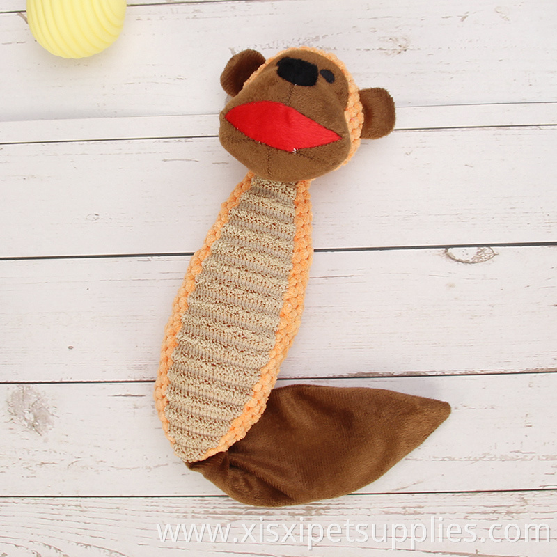 Squeaky pet toy plush monkey pig dog toy for chew and tug tail inside crinkle paper